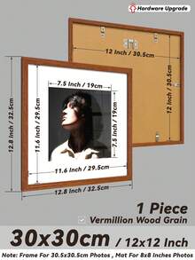 30x40cm/30x30cm/15x15cm Wood Grain Photo Frame (Hardware Upgrade) For Wall/Diamond Painting, Large Multi Collage Gallery Picture Frame For Photo Wall, Classic/Simple/Cottagecore/Retro/All-Match, Material, Gift For Birthday/Wedding/Family/Home - Multicolor - View 12