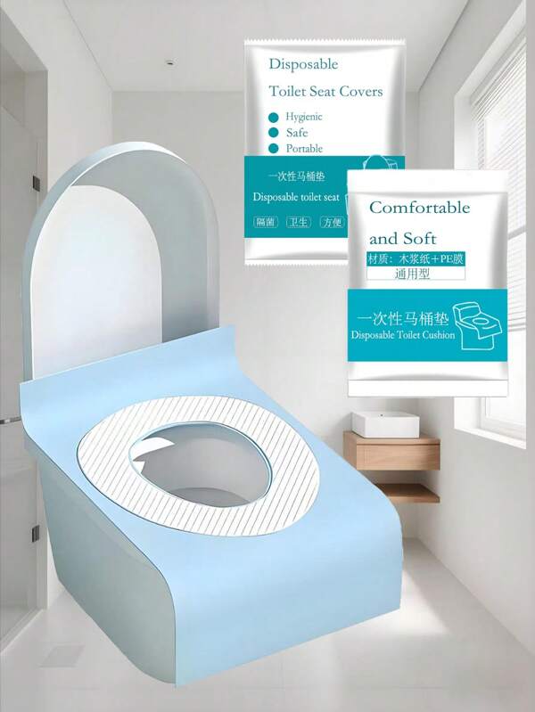 Grands couvre-sièges de toilette jetables et imperméables, en matériau non tissé, emballés individuellement, adhésifs, hygiéniques pour les voyages, les hôtels, les toilettes publiques, les avions, les accessoires de formation à la propreté