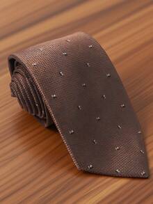 1 pieza Corbata anudada a mano de color café oscuro, adecuada para uso casual, de negocios y diario - Multicolor - Ver 6