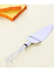 半套婚礼蛋糕切割工具，包含不锈钢蛋糕刀和蛋糕铲，银色刀刃搭配亚克力水晶手柄，是婚礼、新娘送礼会、周年纪念、乔迁之喜和生日的完美礼物。 - 彩色 - 查看 7