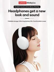 Lenovo 联想 TH11 蓝牙耳机，蓝牙 5.4 HiFi 音质，EQ 音效，3 种模式（游戏/音乐），高清麦克风，电池寿命长，佩戴舒适，防噪音，有线/无线连接，适用于智能手机和电脑 - 彩色 - 查看 2