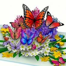 Handmade 3D Butterfly Pop Up Greeting Card - Vibrant Floral Design With Colorful Butterflies, Elegant Gift For Mother's Day, Birthday, Anniversary, Valentine's, Thanksgiving, Father's Day - Wife, Girlfriend, Mother, Special Occasion Card | 3D Popup Card | Intricate Craftsmanship