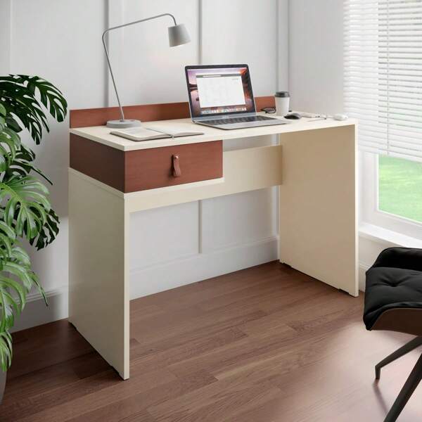 Escrivaninha Nexus com 1 Gaveta – Mesa para Computador 90cm, Compacta e Moderna para Home Office, Estudos ou Quarto