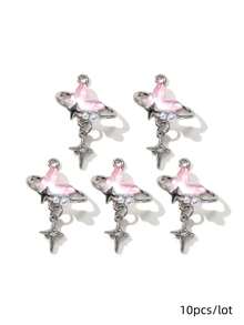 10/20 件随机粉色 Y2K 蝴蝶和月亮形吊坠、耳环、项链 DIY 珠宝