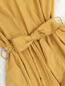 夏季镂空优质圆领无袖休闲连衣裙（女款） - 黃色 - 查看 6