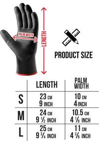 12 双装工作手套 - 13 针无缝针织，带防滑 PU 涂层，聚氨酯浸渍，适用于仓库和园艺，透气轻便，男女通用（黑色、灰色）