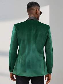 Men's Two-Tone Business Casual Long Sleeve Blazer - Green - View 4