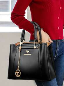Túi xách nữ cao cấp, túi đeo chéo vai 3 lớp bằng da mềm thiết kế sang trọng, túi mua sắm cỡ lớn dành cho nữ. - màu đen - Xem 3