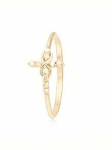 1pc Ladies' Cross Ring, Engagement Ring,Promise Ring, Do Not Change Color, Give Your Daughter Sisters Belief Baptism Jewelry