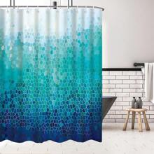 1pc Ombre Blue Shower Curtain, Modern Geometric Shower Curtain For Bathroom With 12 Hooks Polyester Fabric Waterproof Shower Curtains Sets Machine Washable Decor Bath Curtain