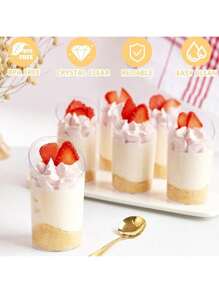50 Stück/Set 59ml Mini Dessertbehälter, Mini Pudding Becher, Sommer Dessert Behälter, Eiscreme Becher, Mousse Kuchen Behälter, geeignet für Muttertag, Geburtstags Party, Einschulung, Abschlussfeier, Hochzeit, Singles Party, Halloween, Weihnachten und andere Feiertage