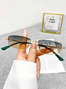 新款复古多边形小框个性化时尚眼镜，高端简约百搭时尚眼镜，适合海滩、派对、日常佩戴，矩形墨镜 - 彩色 - 查看 13