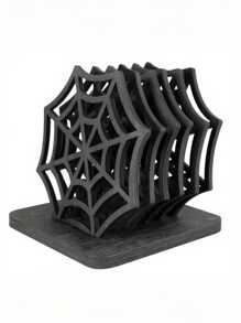 7-Piece Set Spooky Spider Web Coasters - Halloween Table Decor, Festive Wooden Placemats Set For Home & Kitchen