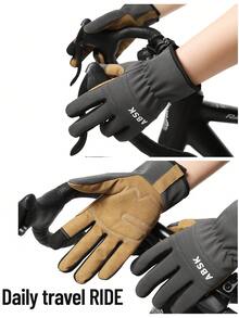 1 Pair Men Full Finger Gloves For Outdoor Work, Gardening, Thick & Anti-Slip Palm, Wear-Resistant
