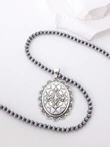 1 pezzo Collana vintage con pendente in stile europeo minimalista con motivo geometrico in perline CCB, design unisex