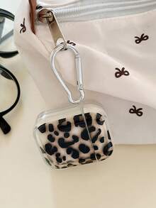 Estuche para auriculares con estampado de leopardo transparente negro con estilo retro/Y2K, estuche para auriculares con elemento de estampado animal, estuche para auriculares de material TPU transparente con 1 gancho colgante, compatible con estuche para , auriculares, compatible con estuche para Pro 3, compatible con Pro (2.ª generación), compatible con 3, compatible con Pro, compatible con 1/2, compatible con estuche para 4 - Multicolor - Ver 6