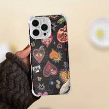 Funda para teléfono (1 unidad) con diseño de corazón, funda moderna para phone 16 Plus, 14 Pro, 15, 12, 13 Pro y 11 XS. - Colores mixtos 1 - Ver 3