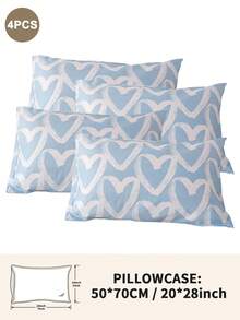 1pc/2pcs/4pcs Polyester Heart Pattern Pillowcase (Pillow Insert Not Included), Soft & Comfortable, Suitable For All Seasons - Multicolor - View 35