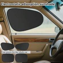 4-Piece Magnetic Car Window Shades Set - Universal Foldable Sunshade Curtain For Cars & SUVs, Heat Insulating & UV Blocking Side Window Shades, Easy Install Inside Car Barrier - 黑色 - 查看 5