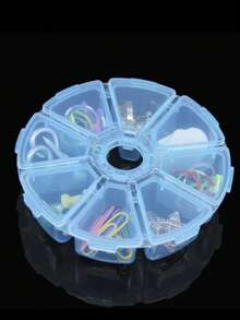 Organizador de joyas redondo de 8 compartimientos, caja de plástico transparente para almacenamiento de gemas, cuentas y artesanía de joyería, selección de multicolor - Multicolor - Ver 2
