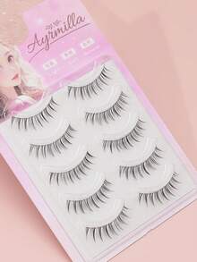 5对自然假睫毛蓬松柔软3D水貂睫毛纤长丝滑睫毛多层睫毛婚礼派对和俱乐部日常工作会议自然假睫毛佩戴舒适睫毛手工制作上睫毛翼尾眼拉长自然逼真睫毛全假睫毛