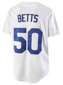 Atonmore Men's 50 White Baseball Jersey Casual Sports Shirt Button Embroidered Training Match Sports Shirt