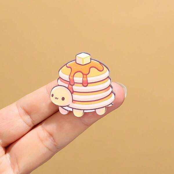 1 Stück süße acryl Schildkröten Pfannkuchen Brosche - niedlicher Cartoon Lebensmittel Themen Pin, dekorativer Aufnäher für Taschen & Kleidung, ideales Schmuckgeschenk, neuartiger Pin | Fantastisches Accessoire | Mimik Pin Schule