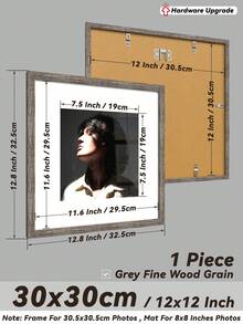 30x40cm/30x30cm/15x15cm Wood Grain Photo Frame (Hardware Upgrade) For Wall/Diamond Painting, Large Multi Collage Gallery Picture Frame For Photo Wall, Classic/Simple/Cottagecore/Retro/All-Match, Material, Gift For Birthday/Wedding/Family/Home