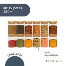 Set Of 12 250ml Glass Jars With Airtight Bamboo Lids For Seasoning - Oikos - Trong sáng - Xem 4
