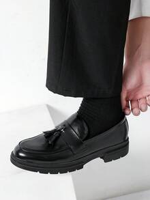 流苏装饰正装乐福鞋，男士商务黑色正装鞋 - 黑色 - 查看 8