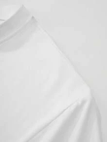 Camiseta de manga larga de unicolor casual para hombres, esencial para capas, primavera/otoño - Blanco - Ver 9