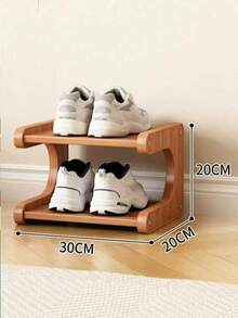 1 pieza Estantería de zapatos de múltiples niveles - Organizador de entrada que ahorra espacio para el hogar, dormitorio y alquiler - Gabinete de zapatos de bambú natural - Granate - Ver 3