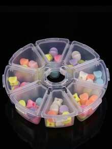 Organizador de joyas redondo de 8 compartimientos, caja de plástico transparente para almacenamiento de gemas, cuentas y artesanía de joyería, selección de multicolor - Multicolor - Ver 4