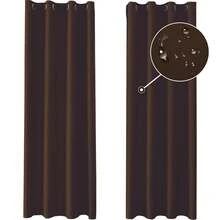 Ystyle Lot de 2 rideaux , rideau thermique protection contre le froid, rideau extérieur résistant aux intempéries avec œillets, rideau occultant, rideaux opaques, rideaux salon, rideau thermique protection contre la chaleur - Marron - Voir 1