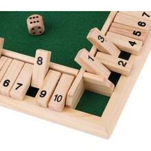 Shut The Box Dice Board Game (2-4 Players) For Kids & Adults, 4 Sided Large Wooden Board Game, 8 Dice +Shut-The-Box Rules Smart Game For Leaming Addition - 1 - Xem 4