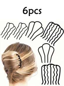 6 件套发梳套装 - 齿 U 形发叉夹齿发髻 - 复古风格发饰，适合卷发或正常发质的女性 - 无香型，黑色发夹，适合经典发型，适合所有发质，复古简约优雅的伴娘发夹，适合送给朋友、情侣、老师、新娘婚礼伴娘纪念品、日常休闲装发夹，便携，适合旅行和外出 - 彩色 - 查看 2
