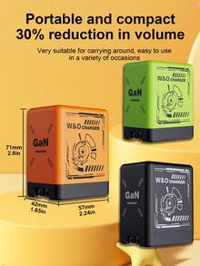 GaN 66W 便携式快速充电器，配备双 80 厘米/32 英寸 66W 可扩展电缆、Type-C+Lightning 输出端口，易于使用，非常适合商务旅行、圣诞节、开学和生日礼物手机充电器高输出功率 - 美規A型插(110-127V) - 查看 11