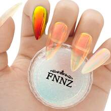 Unicorn Chrome Nail Powder, Aurora Unichrome Mermaid Aurora Nail Powder Pigment Pearlescent Nail Art Glitter Decoration For Home DIY Nail Salon Manicure - Sunset Glow,7118444 - 灰色 - 查看 2
