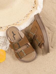 儿童时尚拖鞋，夏季新款简约复古风格女童沙滩凉鞋，男童休闲软底户外淋浴系带拖鞋，适合大童