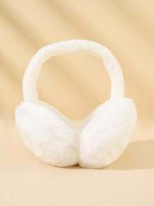 1pc Solid Color Polyester Foldable Ear Warmer, Suitable For Cycling And Outdoor Activities, Furry Winter Earmuffs, Ear Protection For Riding, Students, Unisex Winter Accessories - Black - View 8