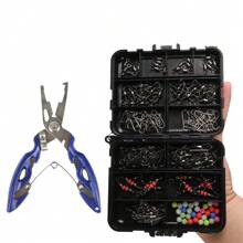 264 pièces Kit d'articles de pêche complet - Kit complet avec crochets de leurre, émerillons, lests et divers accessoires pour équipement de pêche des pêcheurs
