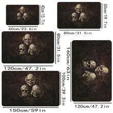 1件装柔软可水洗涤纶骷髅图案万圣节地毯，适用于客厅、卧室、游戏室和浴室 - 柔软家居装饰浴室配件玄关装饰厨房地毯 - 黑色 - 查看 4