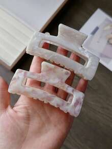 1 件/2 件/3 件女士优雅醋酸纤维大理石方形发爪夹,时尚马尾装饰配件,适合日常外出发型,春夏秋冬发夹发饰女士度假装 - 彩色 - 查看 17