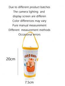 1pc Cute Big Eyes Drawstring Closure Water Bottle Bag, Shoulder Cross-Body Net Mesh Bottle Holder - Multicolor - View 11