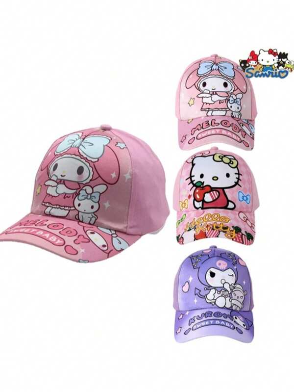 Sanrio قبعة شمس ذات حواف واسعة قابلة للتعديل وقابلة للتنفس مع شخصيات الكرتون هالو كيتي وماي ميلودي وكوروسوف ، قبعة بيسبول مناسبة للذهاب إلى المدرسة والسفر في الصيف (سلسلة 2025)
