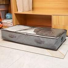 4 Pack 90L Large Underbed Storage Bag Clothes Zipped Organizer Fabric Storage Bags - Grey - View 8