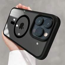 High Quality Anti-Fall Acrylic Business Black Case For IPhone 16 15 14 13 12 11 Pro Max Plus Magnetic Magsafe Clear Hard Cover - 灰色 - 查看 3