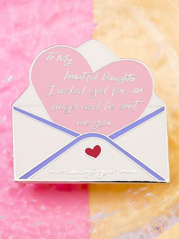 1pc Love Your Mom's Letter To You Enamel Brooch Angel Daughter Pin Mother's Day Gift Badge Accessories