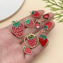 混合 10 件合金滴釉草莓和水果系列吊坠配件，适合 DIY 项链、耳环、钥匙扣首饰制作时尚配饰。 - 彩色 - 查看 5