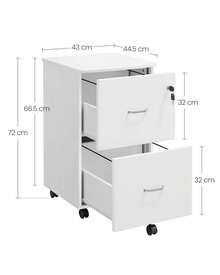 VASAGLE Armario Archivador de 2 Cajones, Archivador de Oficina con Cerradura, Soporte para Impresora, Blanco - Blanco - Ver 5